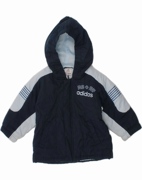 ADIDAS Baby Boys Graphic Padded Jacket 9-12 Months Navy Blue Colourblock Functional Wear Weather Gear