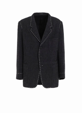 HOUNDSTOOTH JACKET WITH LEFT PANEL AND HAND STITCH Outdoor Activity