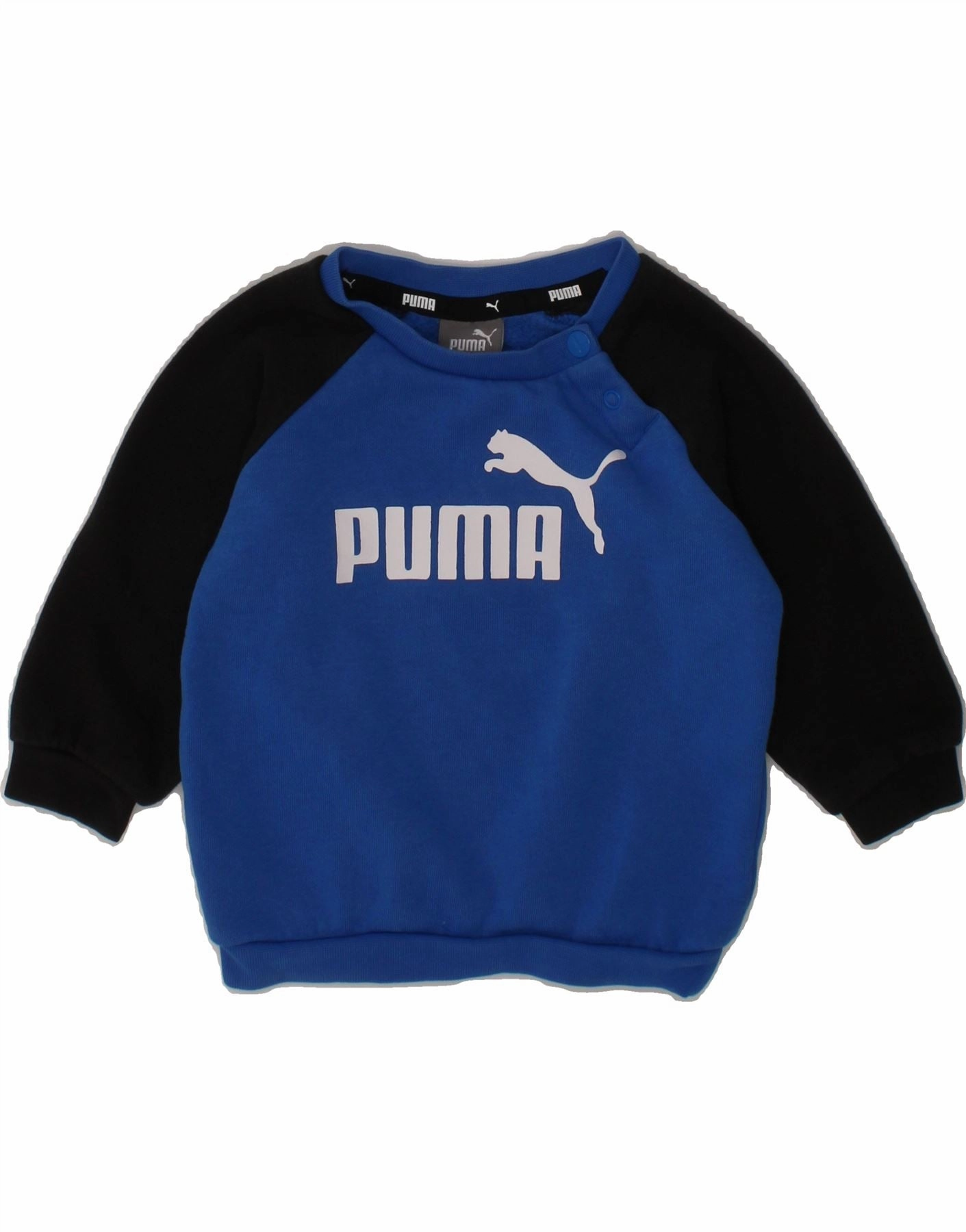 PUMA Baby Boys Graphic Sweatshirt Jumper 3-6 Months Blue Colourblock Moisture Management