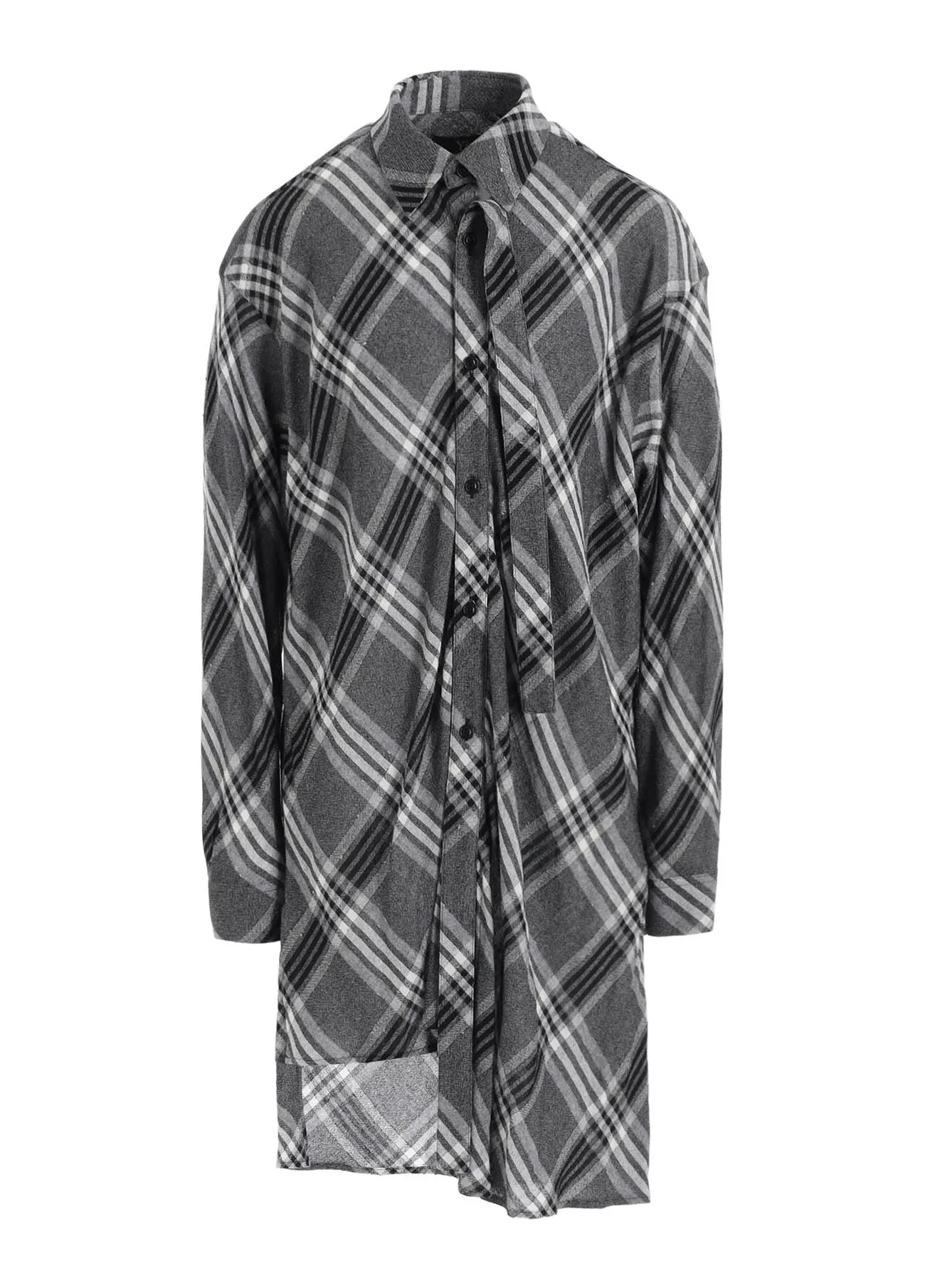 Functional Design Breathable Layer GAUZE PLAID HANGING PLACKET BLOUSE