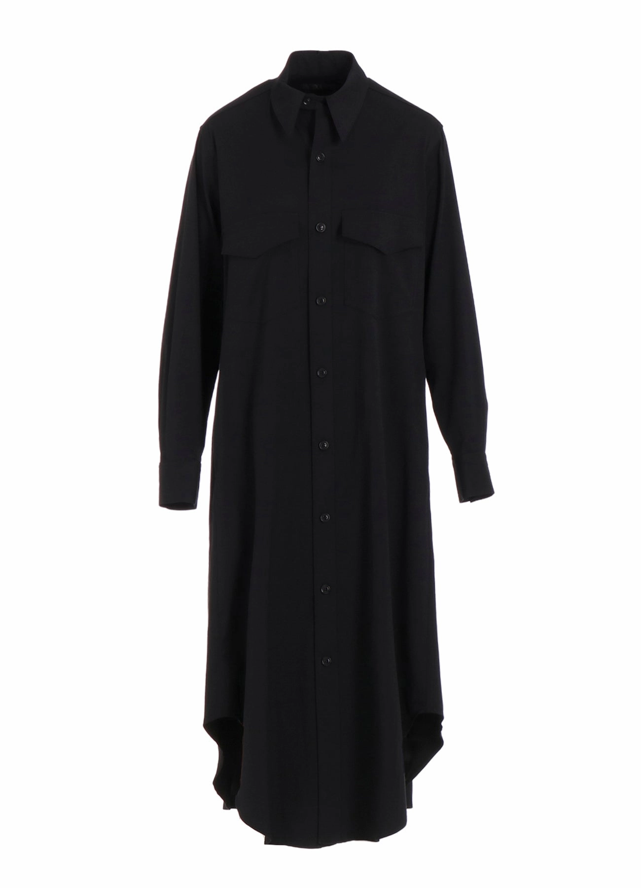 WOOL BREND TWILL MILITARY LONG DRESS Side-Slit