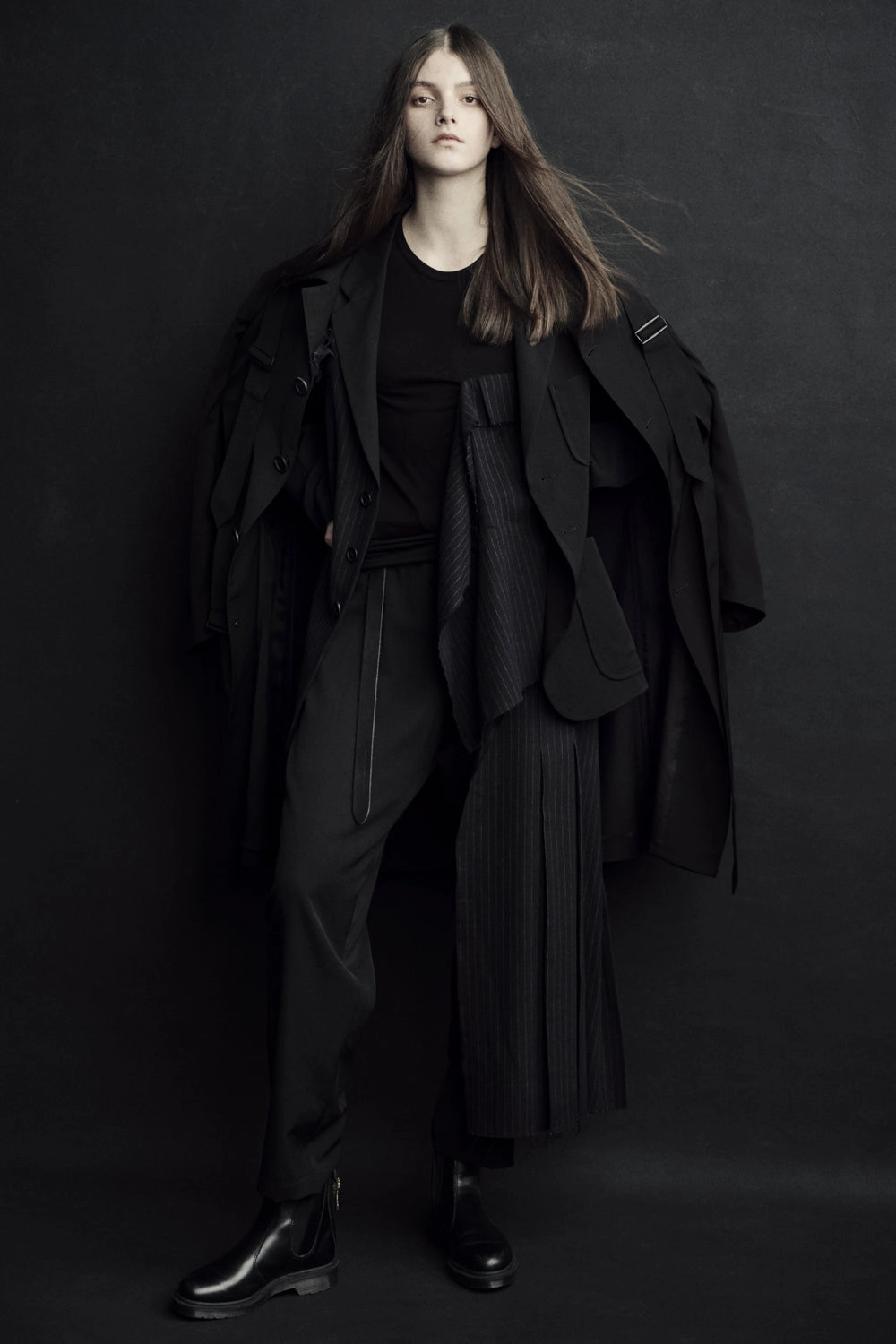 All Day Use Low Maintenance WASHER WOOL GABARDINE PLEATED WRAP PANTS