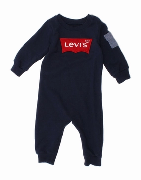 Bold Charming LEVI'S Baby Boys Graphic Jumpsuit 6-9 Months  Navy Blue Cotton