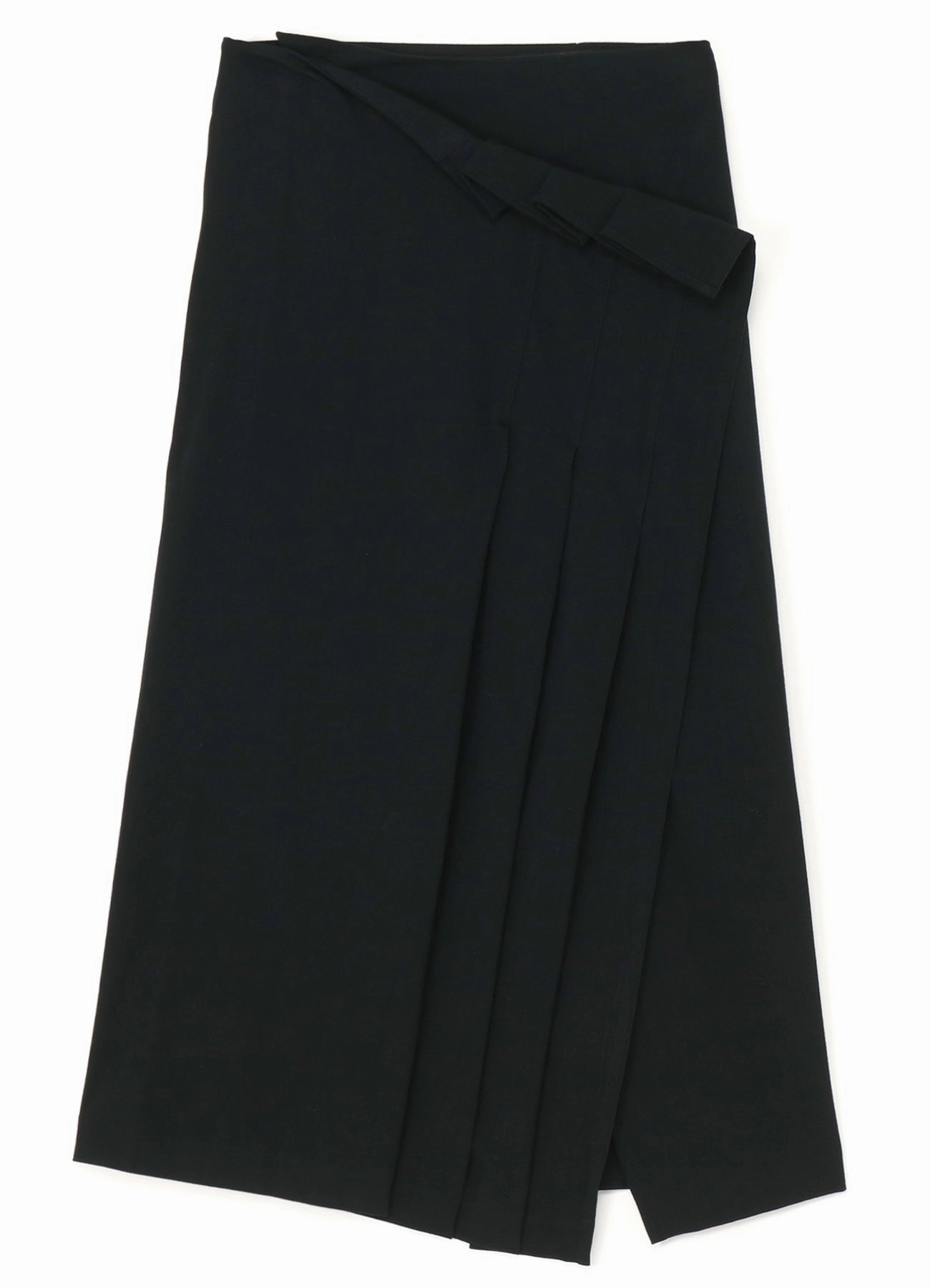 WRINKLED WOOL/RAYON TWILL PLEATED WRAP SKIRT Smart and Relaxed Classic Flow