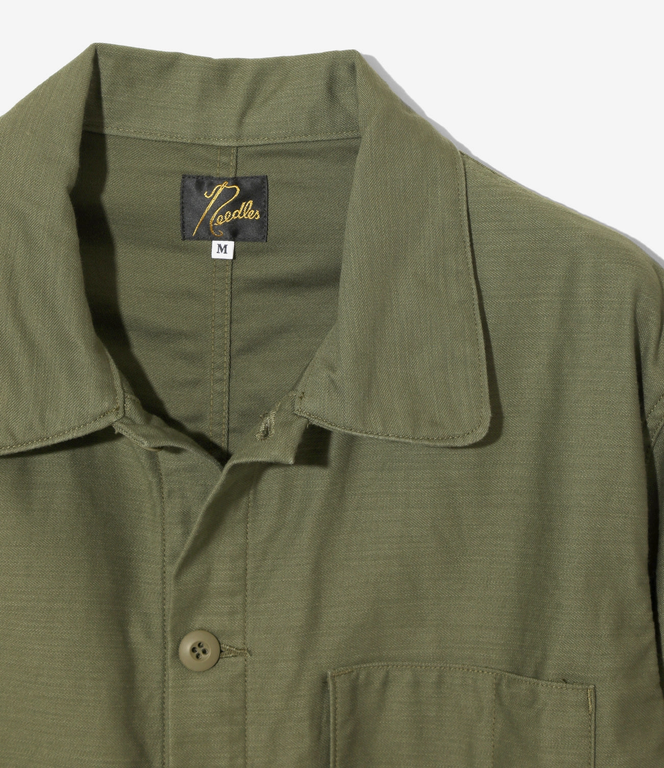 Abrasion Resistant Panels Foldable Collar Coverall ?C Olive Reversed Sateen