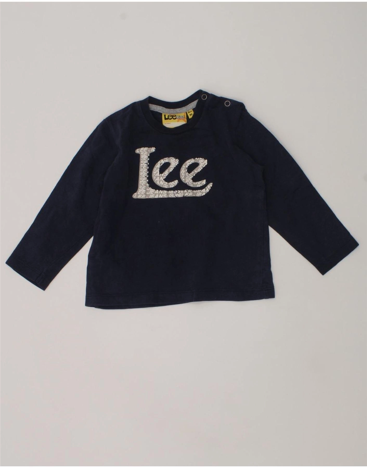 LEE Baby Boys Graphic Top Long Sleeve 12-18 Months Navy Blue Cotton Tailored Cuffs Sleek Silhouette