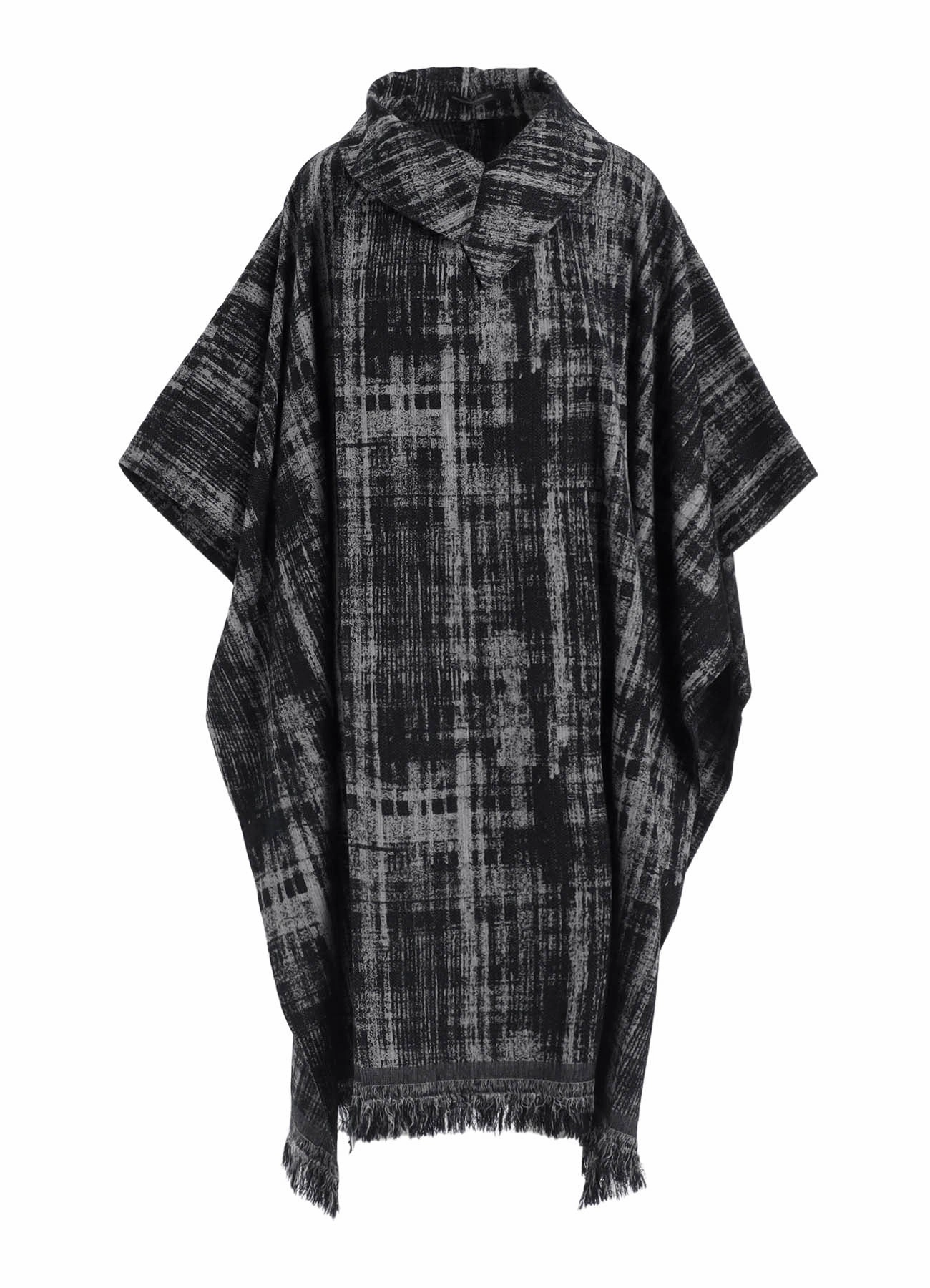 FADED PLAID JACQUARD CLOAK Convertible Features