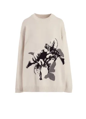 All Day Wear Soft Touch BIG FLOWER LONG SLEEVE KNIT PULLOVER
