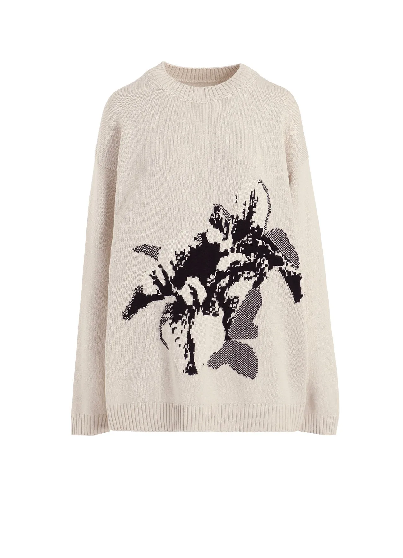 All Day Wear Soft Touch BIG FLOWER LONG SLEEVE KNIT PULLOVER