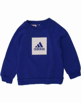 ADIDAS Baby Boys Graphic Sweatshirt Jumper 18-24 Months Blue Natural Odor Control Crew Neckline