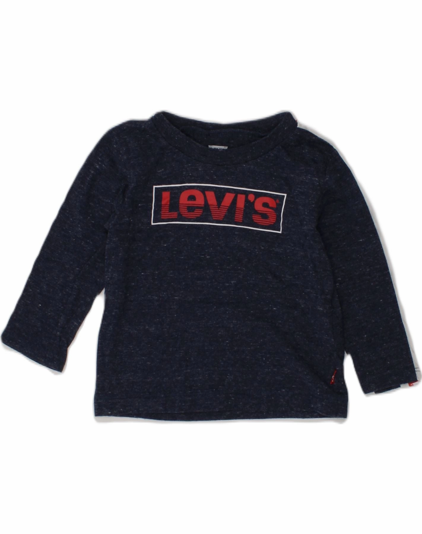 LEVI'S Baby Boys Graphic Sweatshirt Jumper 9-12 Months Navy Blue Flecked Light Cover Versatile Comforted