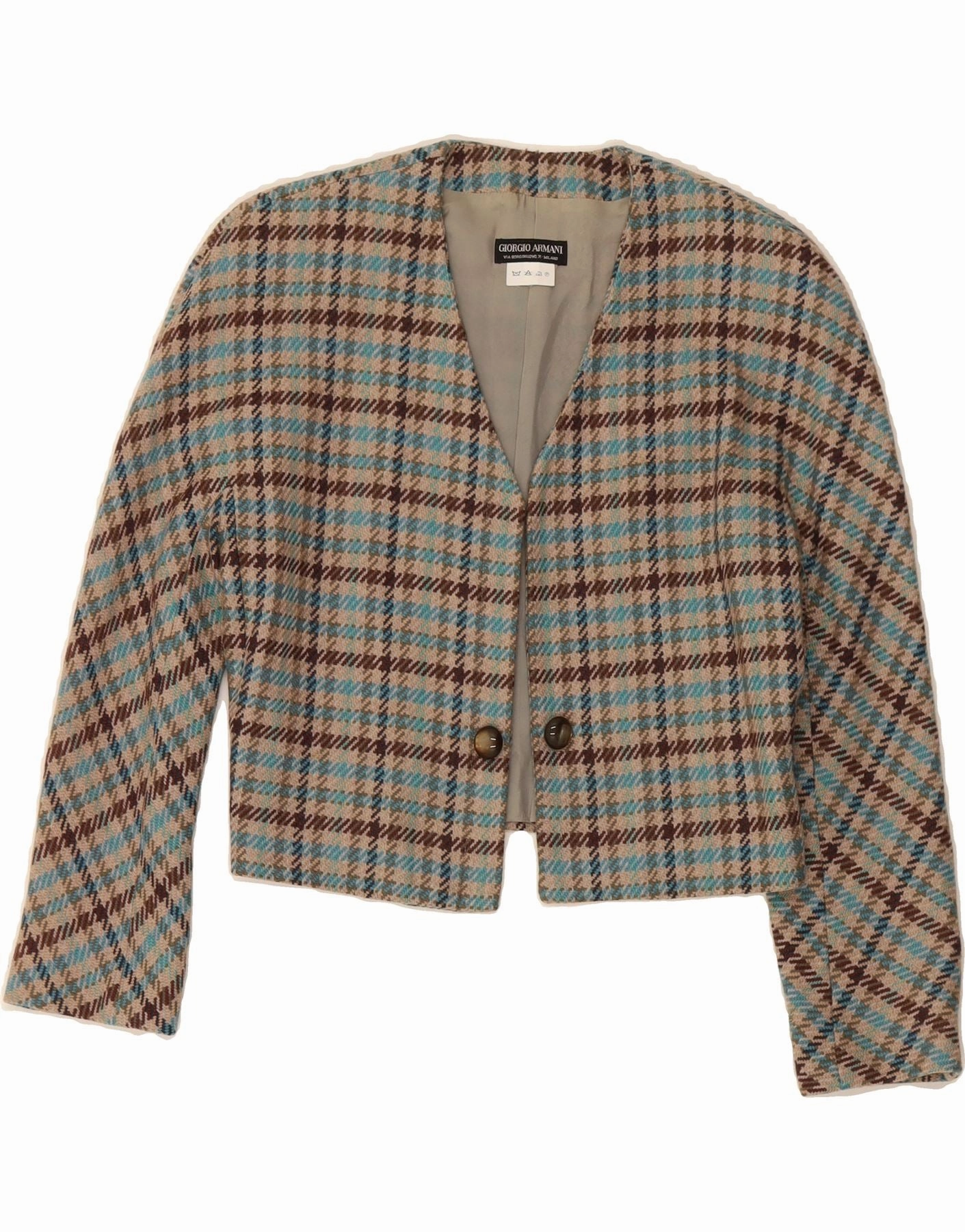 GIORGIO ARMANI Womens Blazer Jacket IT 42 Medium Multicoloured Houndstooth Trendy Layers