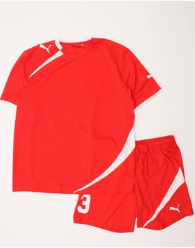 PUMA Mens Graphic 2 Piece Set Large  Red Colourblock Polyester Fashionable Wear Modern Color Palette