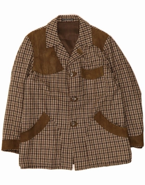 Tailored and Sharp VELLUTO DUCA VISCONTI Mens Blazer Jacket UK 38 Medium Brown Houndstooth