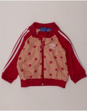 ADIDAS Baby Girls Tracksuit Top Jacket 3-6 Months Red Colourblock belt