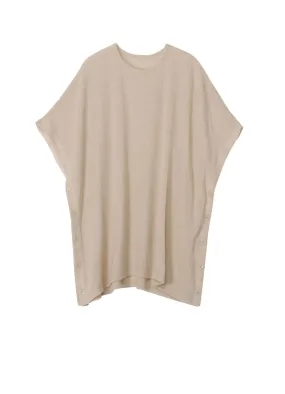 SPIDER WEB KNIT SIDE BUTTON SHORT SLEEVED T-SHIRT Roomy Cut Stylish Design