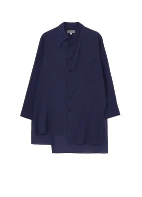 Workwear Essential Multi Layer Stitching CELLULOSE LAWN IND DYEING ASYMMETRY COLLAR BLOUSE