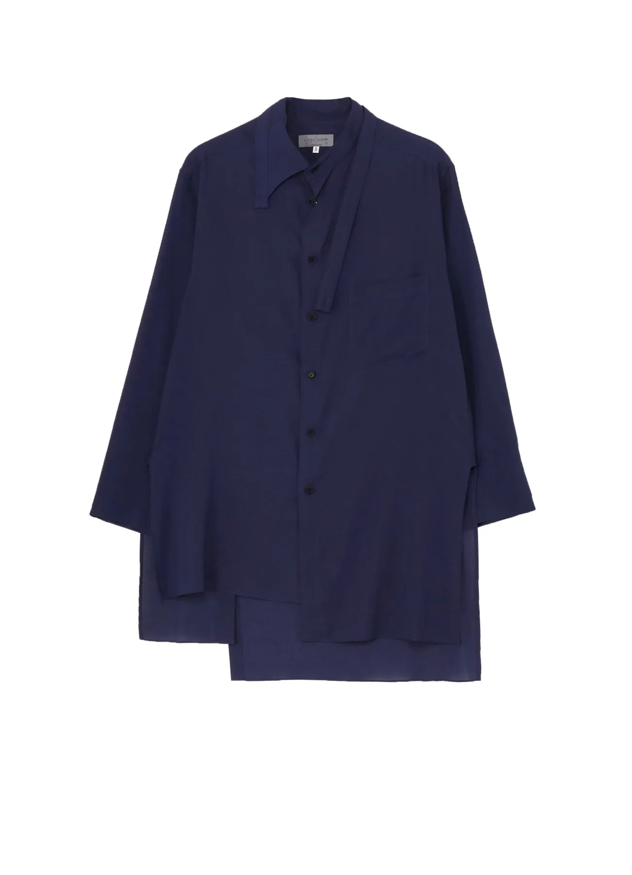 Workwear Essential Multi Layer Stitching CELLULOSE LAWN IND DYEING ASYMMETRY COLLAR BLOUSE