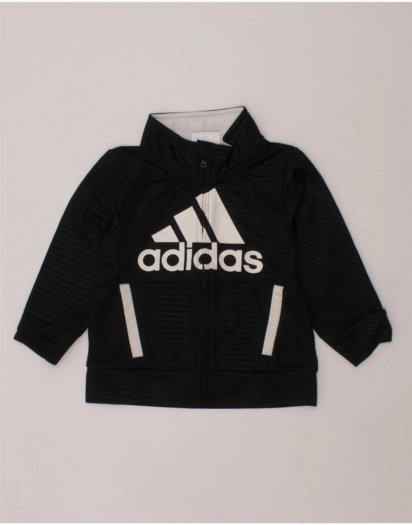 Off Duty beachgoer ADIDAS Baby Boys Graphic Tracksuit Top Jacket 9-12 Months Black Polyester