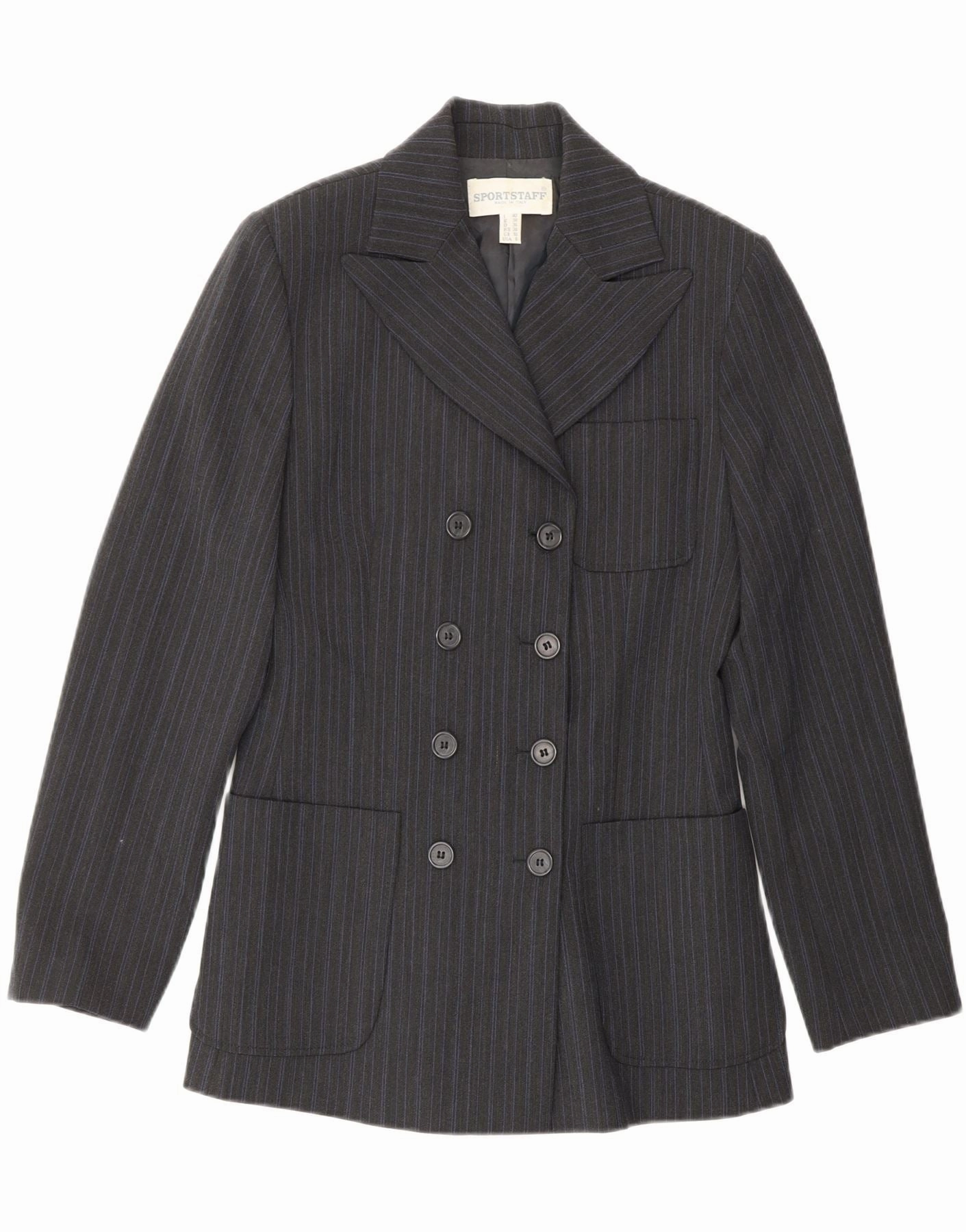 Tailored for Success Luxury Wear SPORTSTAFF Womens Blazer Jacket UK 10 Smalll Grey Pinstripe