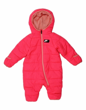 NIKE Baby Girls Hooded Padded Jumpsuit 3-6 Months  Pink Polyester Festival Bold