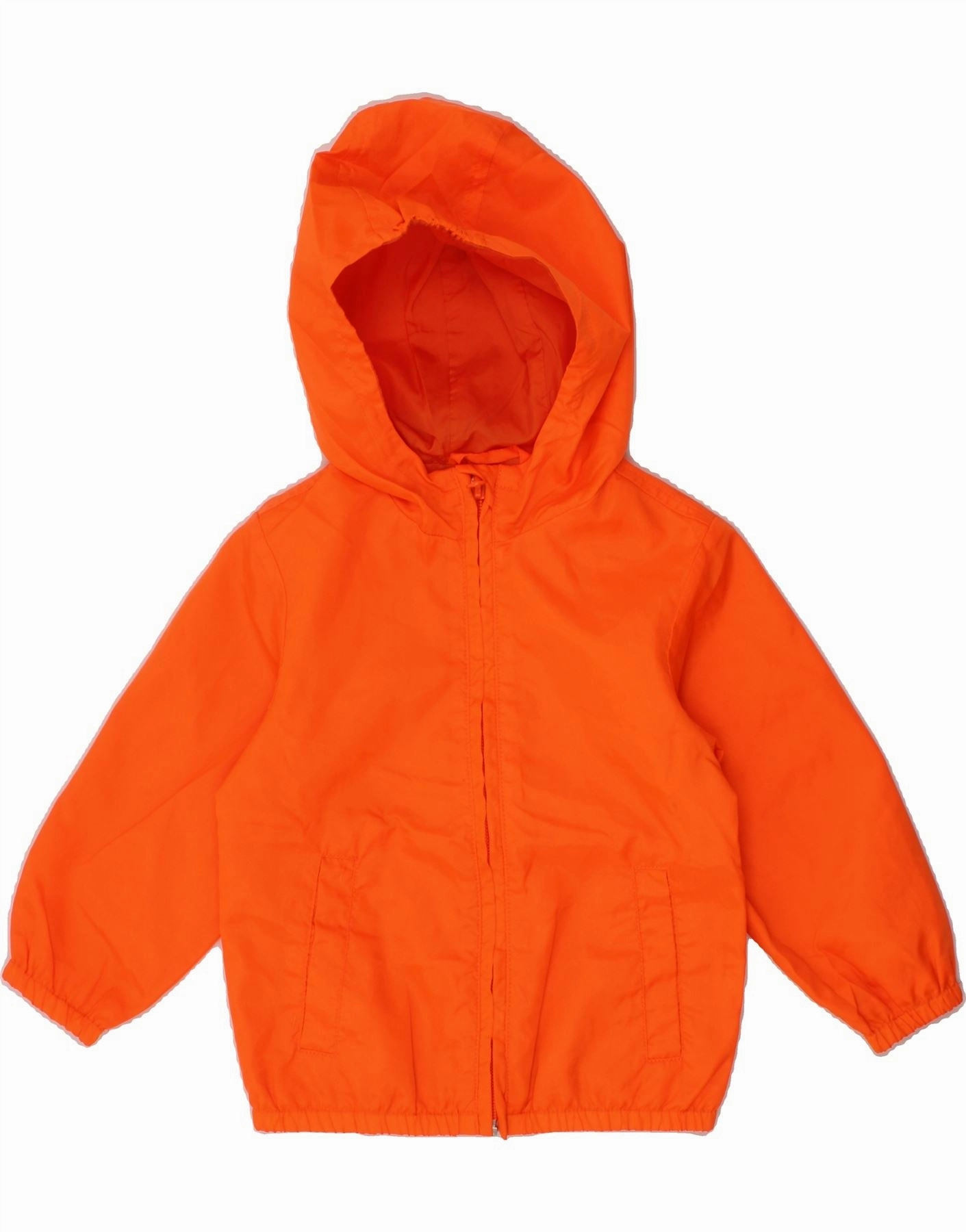 Flexible Elbow Panels Zip-up BENETTON Baby Boys Hooded Rain Jacket 18-24 Months Orange Polyester