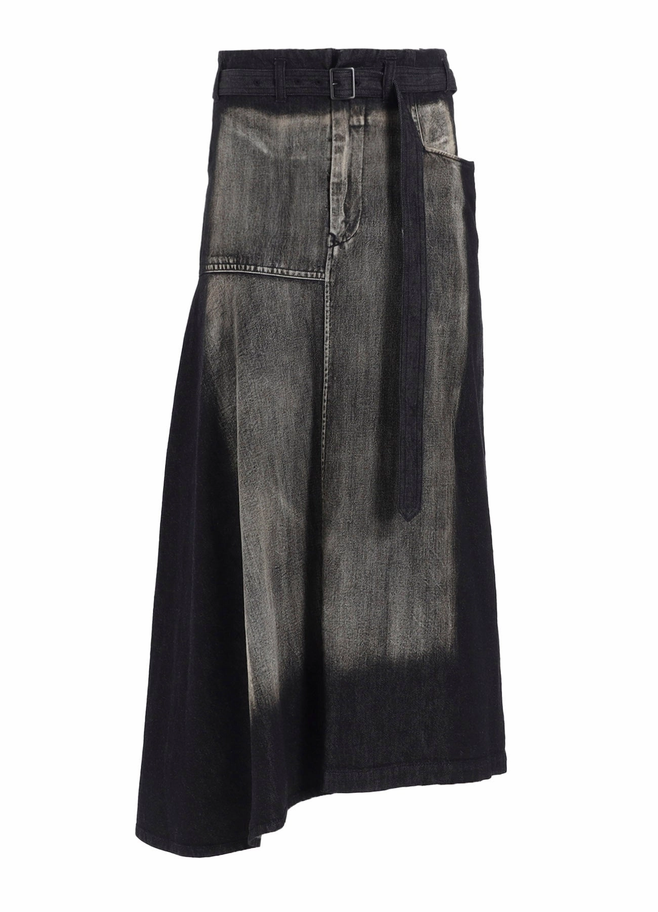 Outdoor Style SPOTTED DENIM RIGHT SIDE FLARE SKIRT
