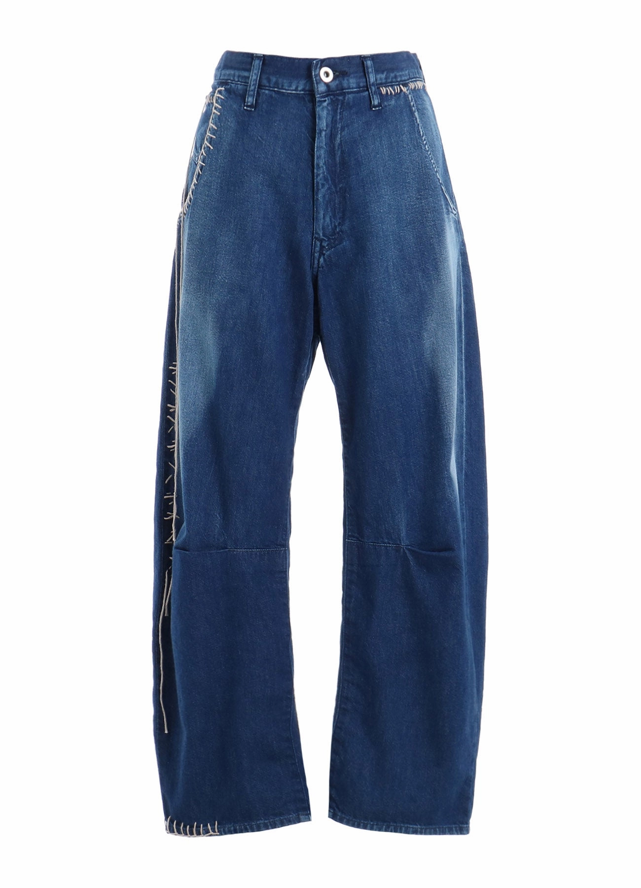 SPOTTED DENIM WIDE LEG GUSSET PANTS Casual Layering