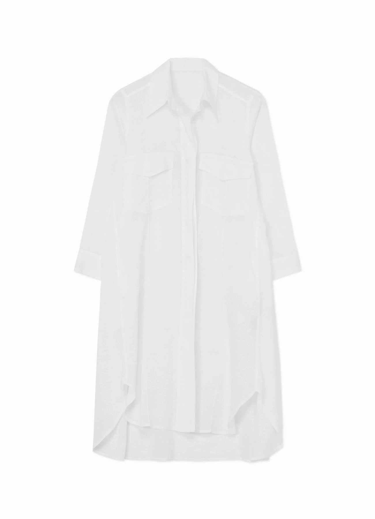 CELLULOSE LAWN WORKWEAR-STYLE LONG SHIRT DRESS Work Comfort