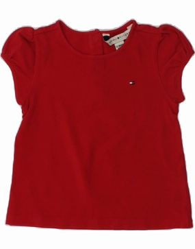 TOMMY HILFIGER Baby Girls T-Shirt Top 12-18 Months Red Cotton Striped style