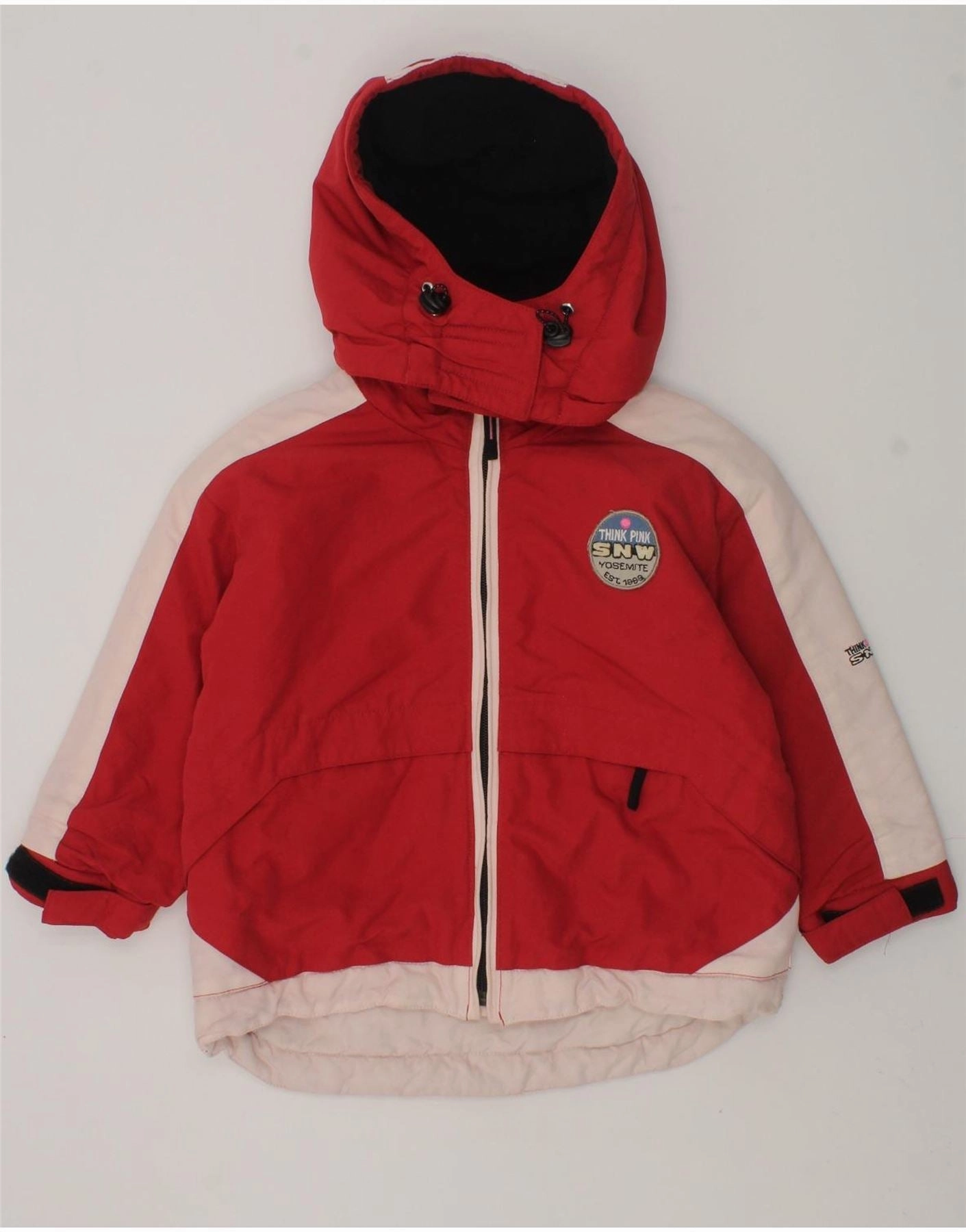 THINK PINK Baby Boys Hooded Padded Jacket 18-24 Months Red Colourblock suitable for sports games