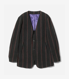 Collarless Jacket ?C Charcoal/Red Striped Tweed Eye - Catching Active Lifestyle Gear