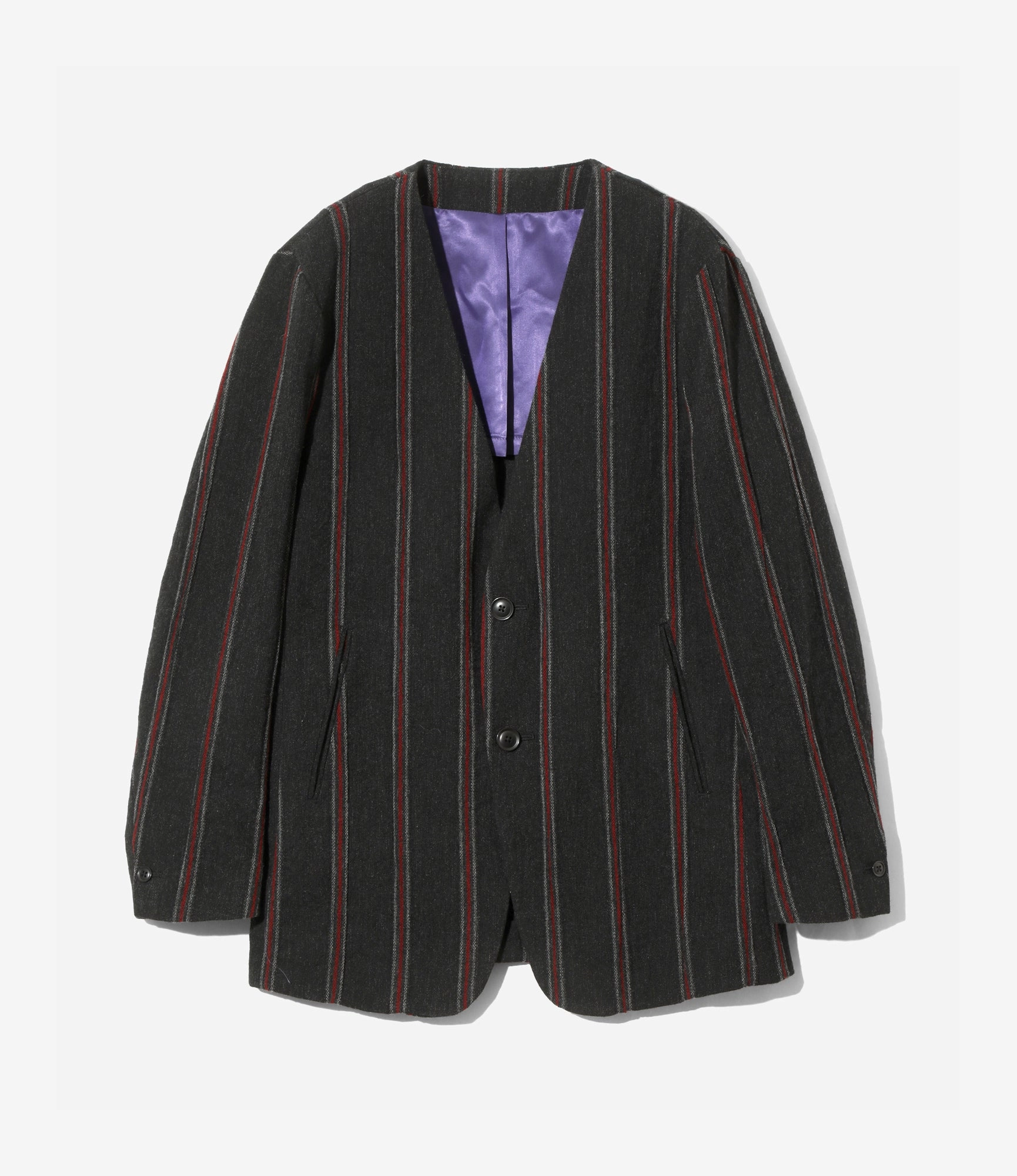 Collarless Jacket ?C Charcoal/Red Striped Tweed Eye - Catching Active Lifestyle Gear