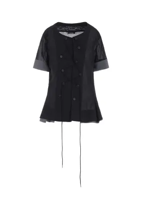 STATUE COLLAGE SLIT BLOUSE Short Sleeve Customizable Option