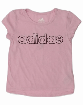 ADIDAS Baby Girls Graphic T-Shirt Top 18-24 Months Pink Cotton Non Iron