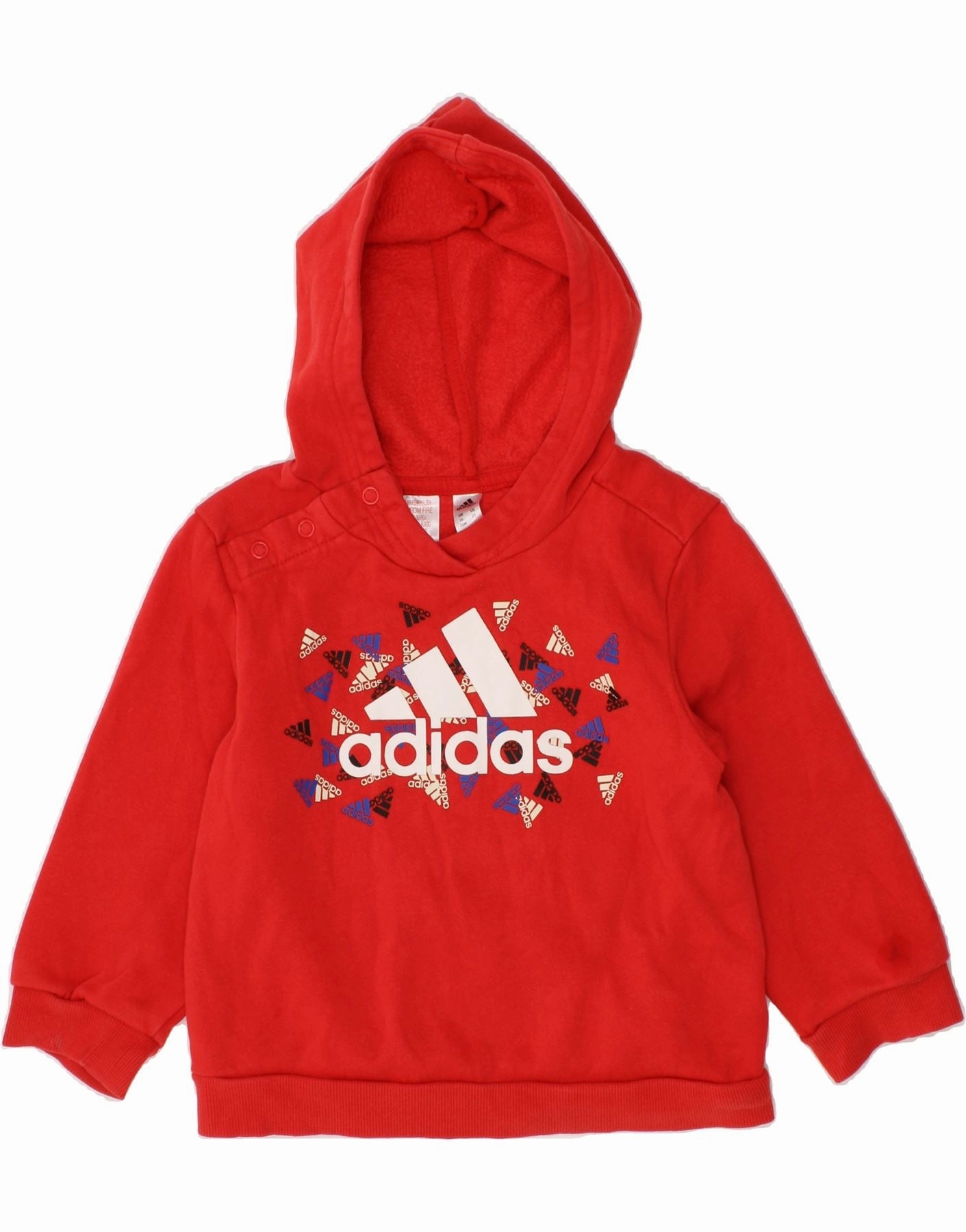 Recycled Fiber ADIDAS Baby Boys Graphic Hoodie Jumper 18-24 Months Red Cotton