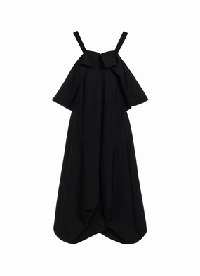 Smooth Fit Back-Pocket WOOL GABARDINE SHOULDER STRING DRESS