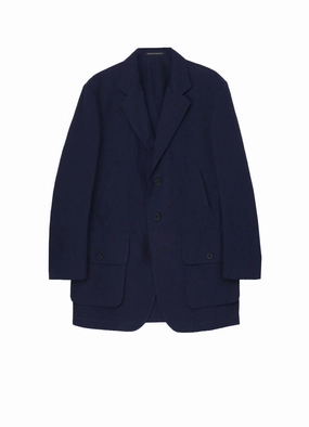 thermal Light Reflective INDIGO DYEING COTTON LINEN BOX POCKET JACKET