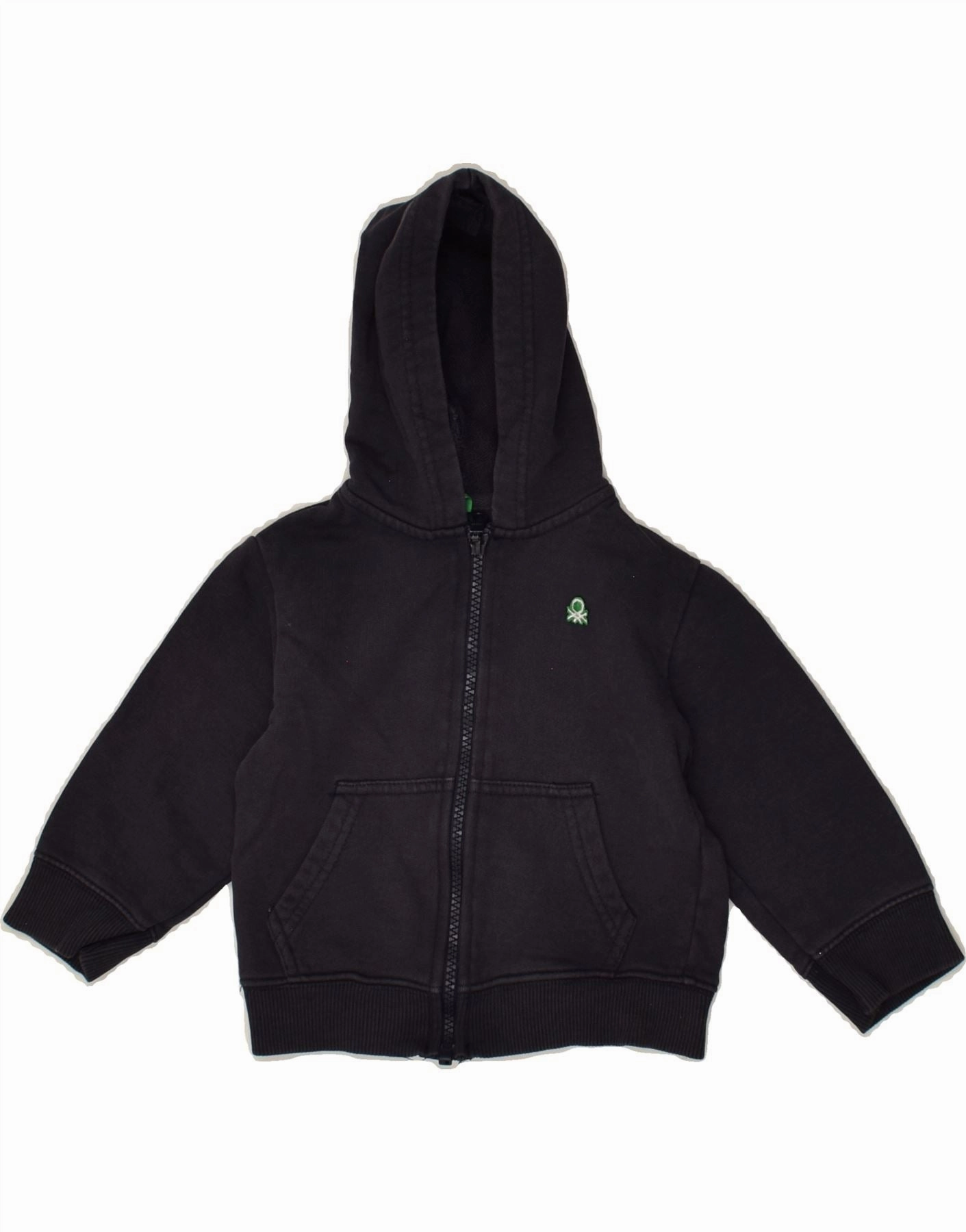 luxe feel BENETTON Baby Boys Zip Hoodie Sweater 12-18 Months Black