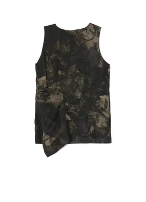 Summer Fashion CUPRO TWILL ETHNIC FLOWER PRINT DRAPED BLOUSE