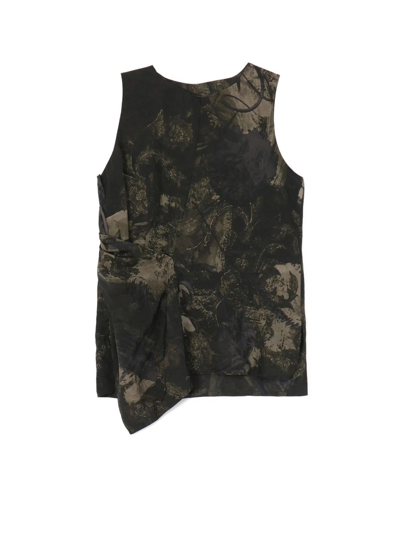 Summer Fashion CUPRO TWILL ETHNIC FLOWER PRINT DRAPED BLOUSE