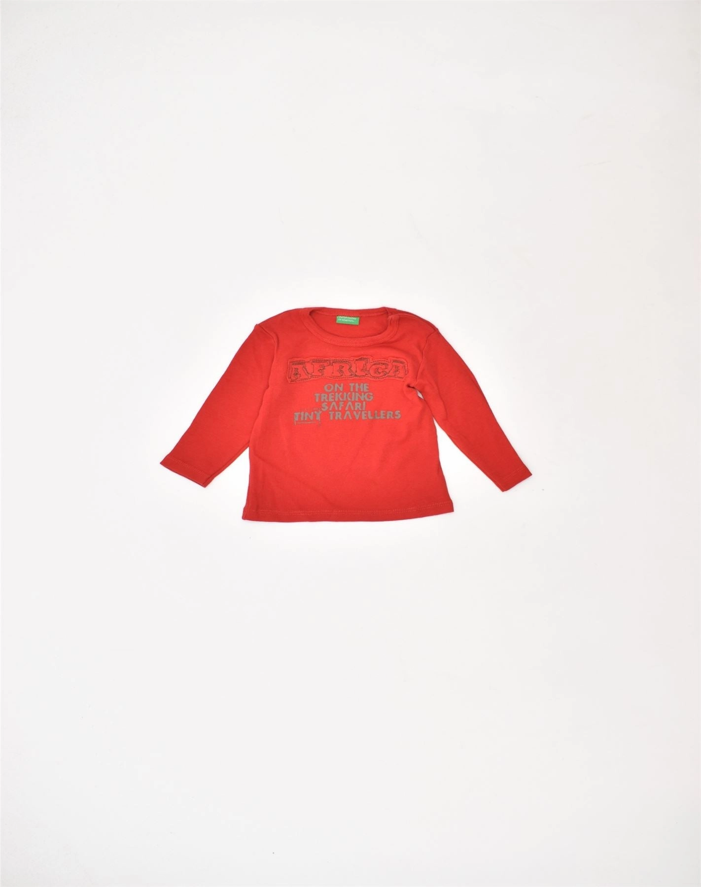 BENETTON Baby Boys Graphic Top Long Sleeve 3-6 Months Red Cotton Anti Static Treatment Everyday Outfit