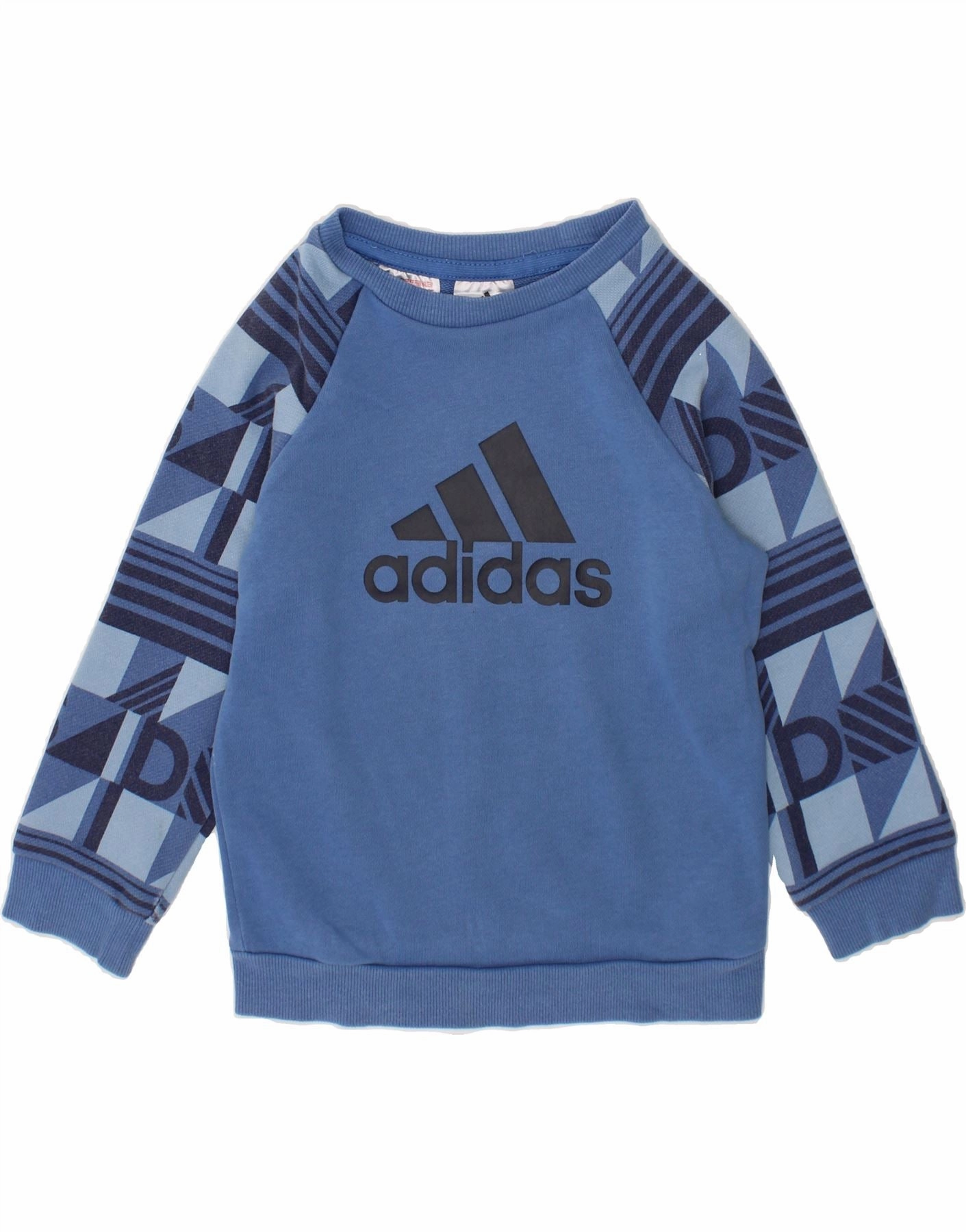 Understated Charm Fall Wardrobe ADIDAS Baby Boys Graphic Sweatshirt Jumper 18-24 Months Blue Geometric