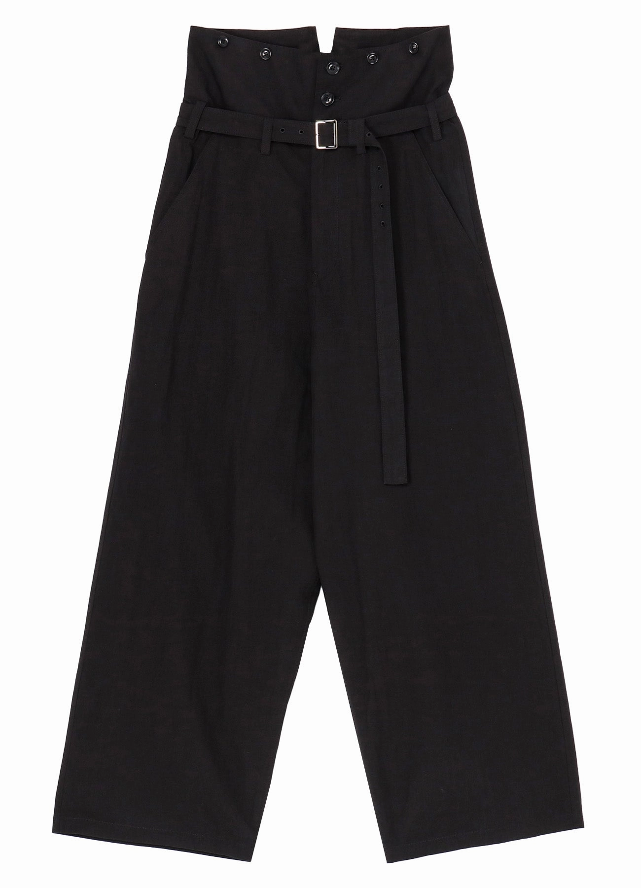 COTTON CHAMBRAY HIGH WAIST PANTS High Waist Stretch