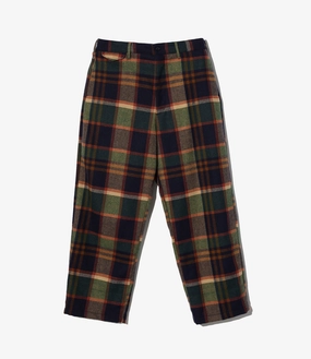 Smooth zipper closure Officer Pant ?C Navy/Brown Plaid Wool