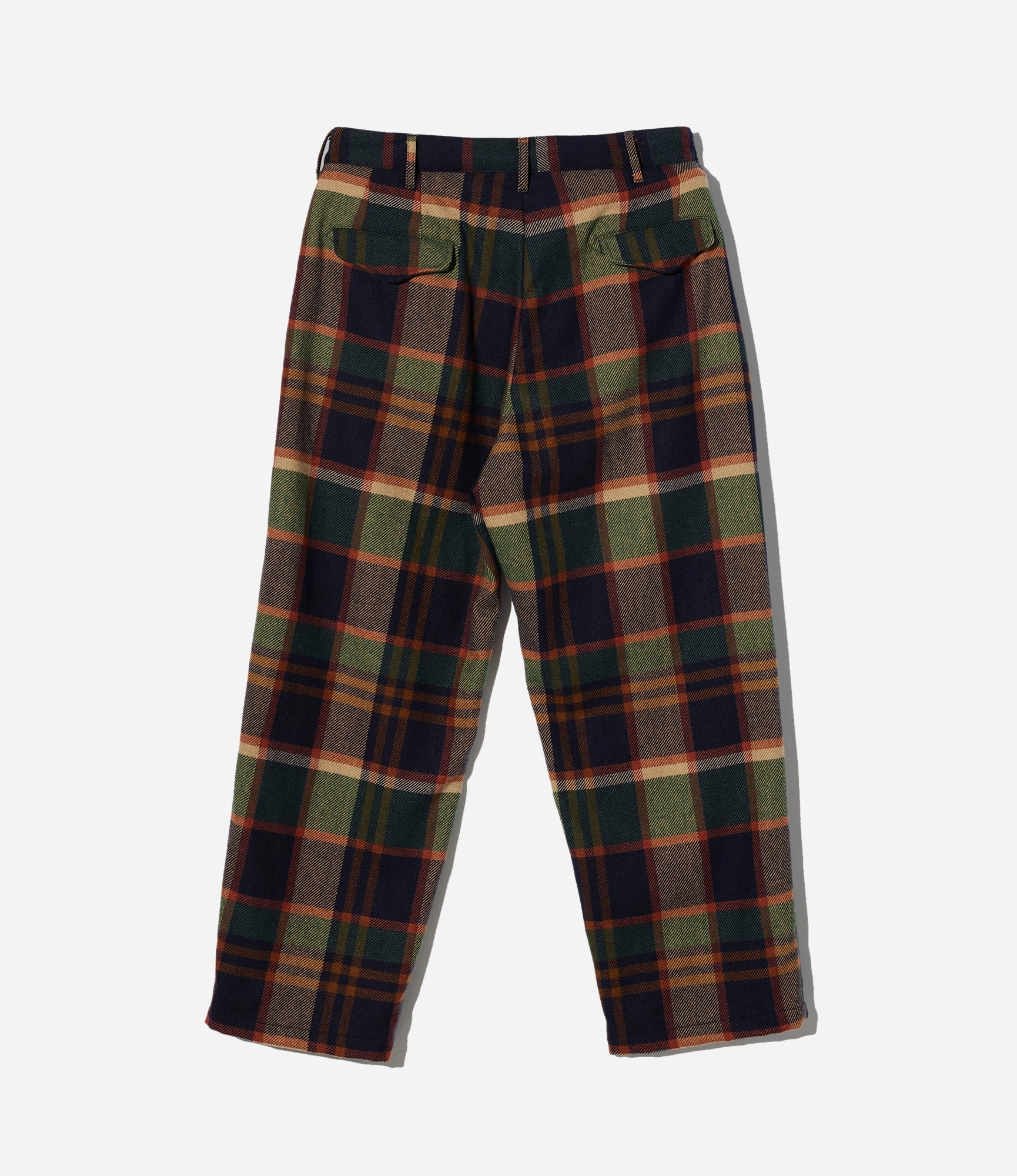 Stretch Fabric Officer Pant ?C Navy/Brown Plaid Wool