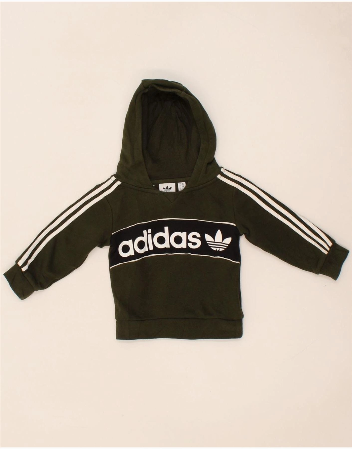 Cozy Comfort Versatile Layer ADIDAS Baby Boys Graphic Hoodie Jumper 6-9 Months Khaki Cotton