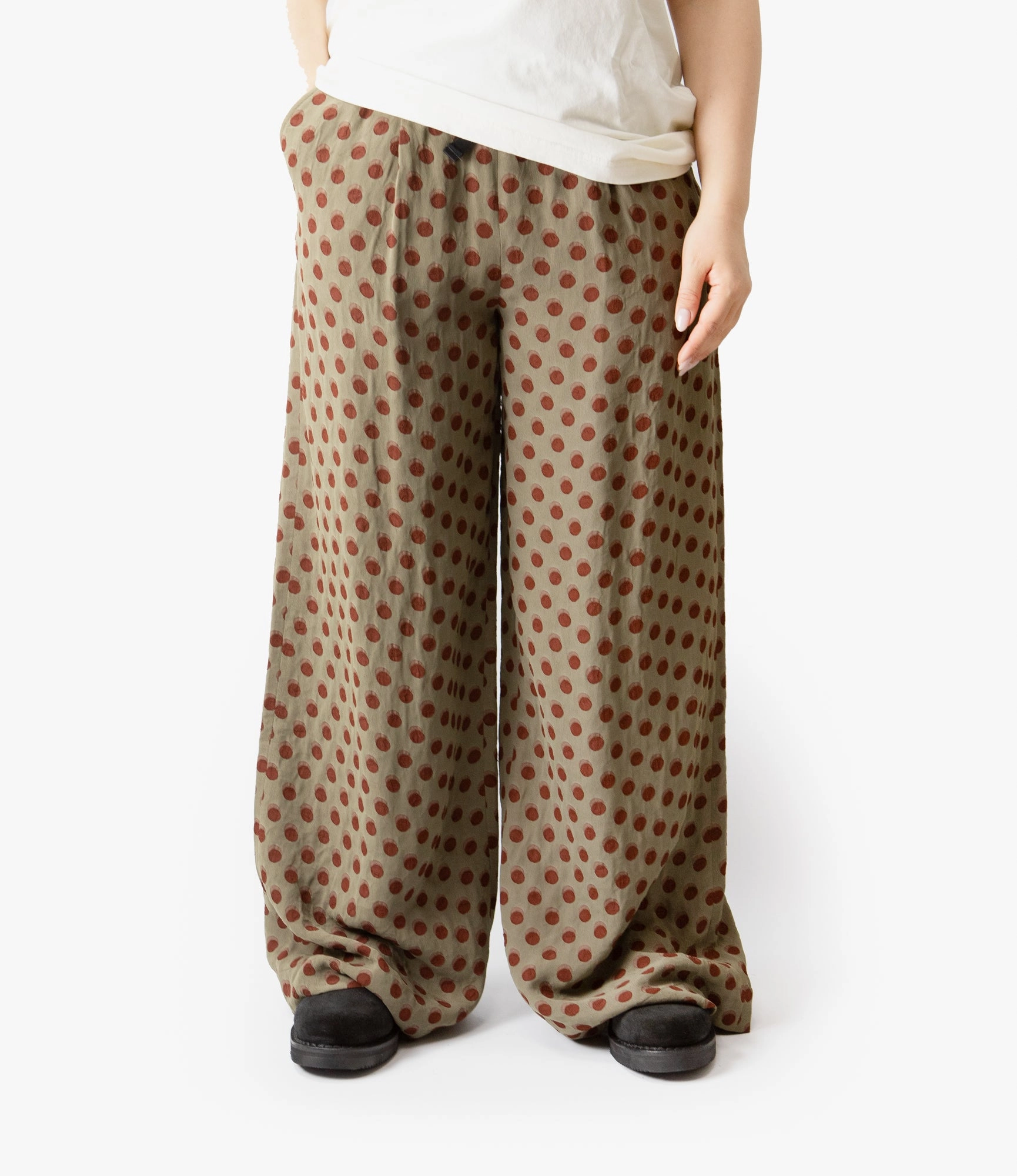 Basic Utility String Baggy Pant ?C Brown Polka Dot Jacquard