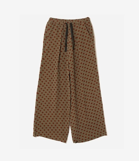 Elastic waist String Baggy Pant ?C Brown Polka Dot Jacquard