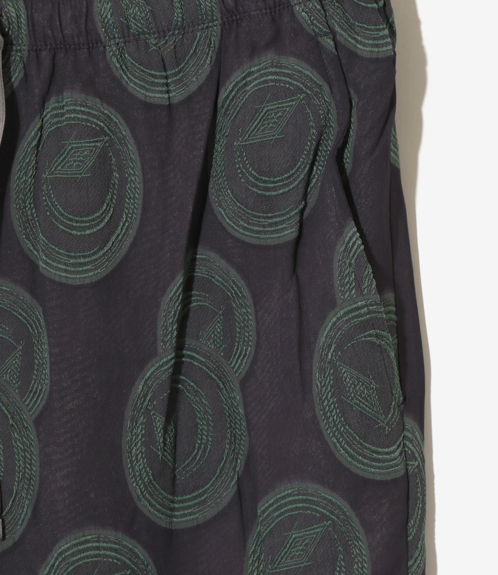 Stretch Motion String Boot-Cut Pant ?C Purple/Green Ring Cut Jacquard Rayon